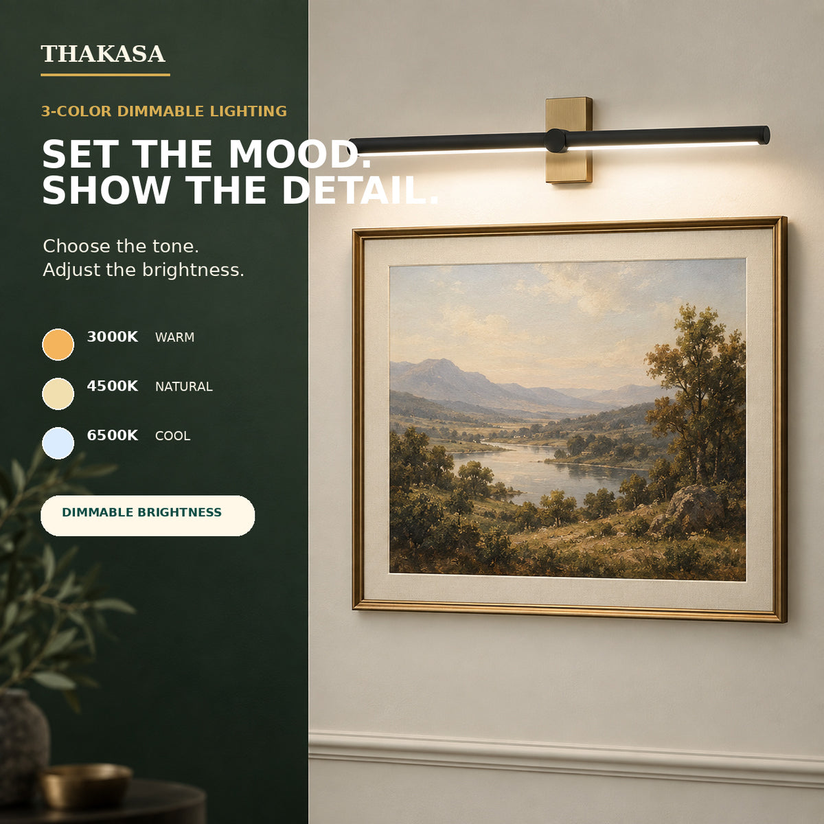 Wireless Rechargeable LED Picture Light with Remote – 3-Color Dimmable
