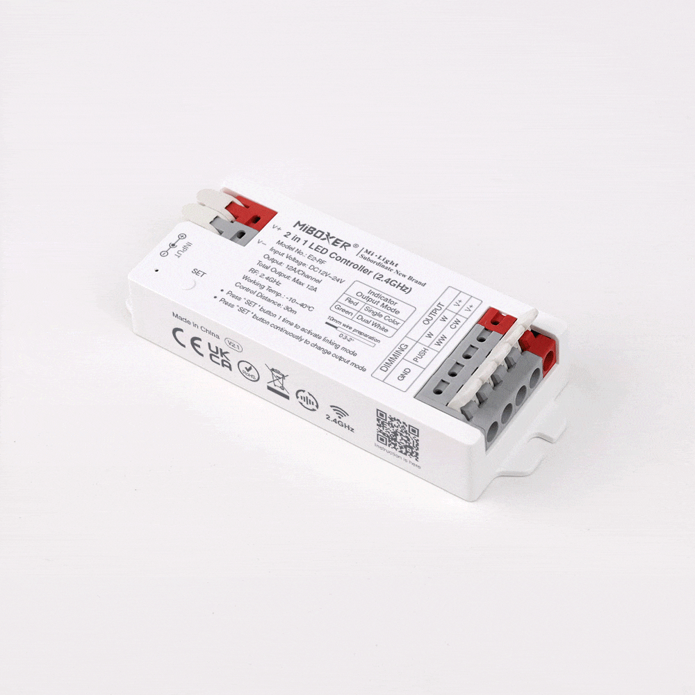 MiLight (2 IN 1 ) E2-RF 12-24V Strip Controller: SINGLE-DUAL COLOR Lighting in Your Hands!