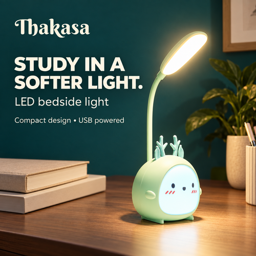 USB LED Bedside Lamp for Study Desks & Dorm Rooms