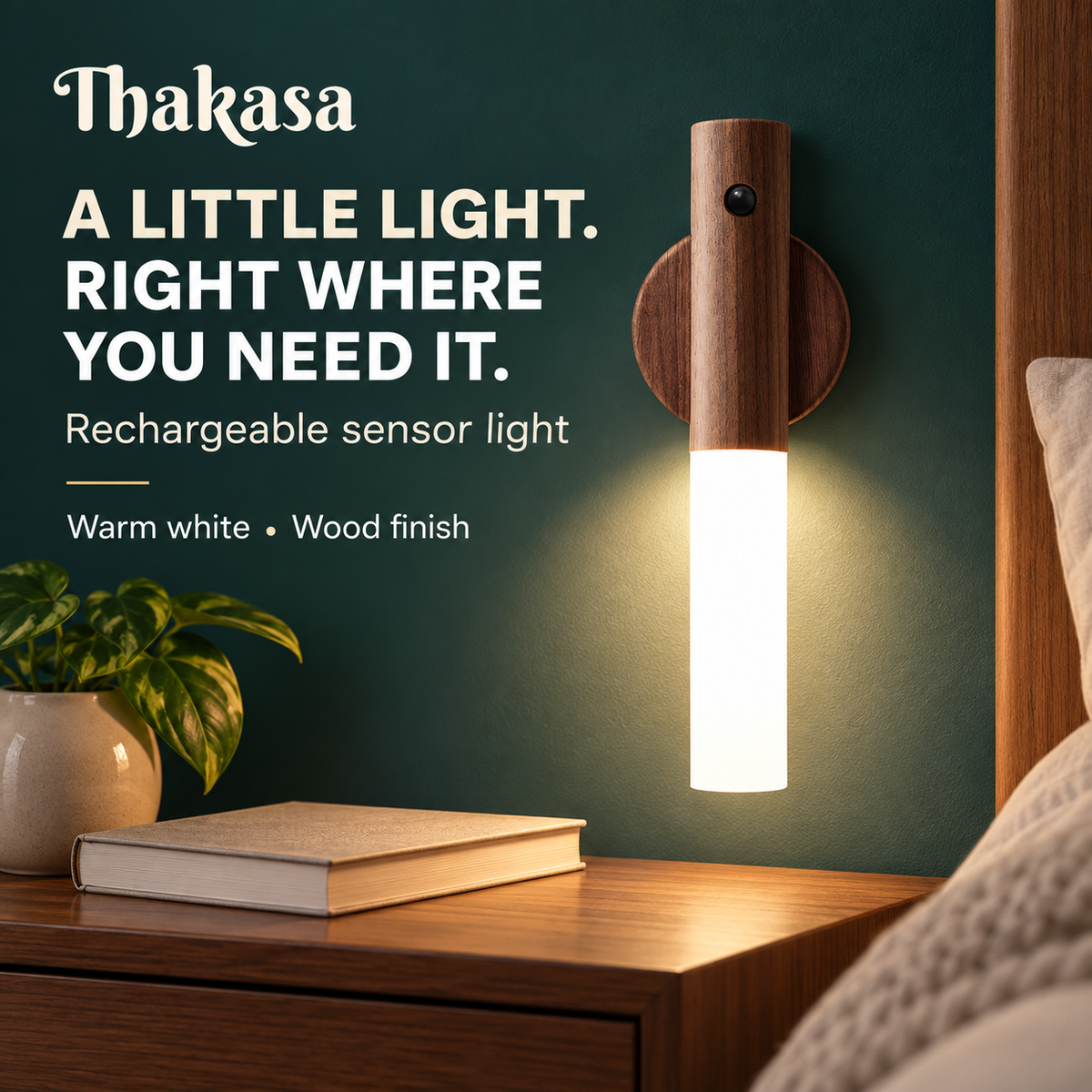 Thakasa branded hero showing Rechargeable sensor light
