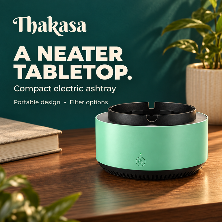 Thakasa branded hero showing Compact electric ashtray