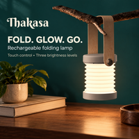 Thakasa branded hero showing Rechargeable folding lamp