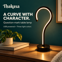 Thakasa branded hero showing Question-mark table lamp
