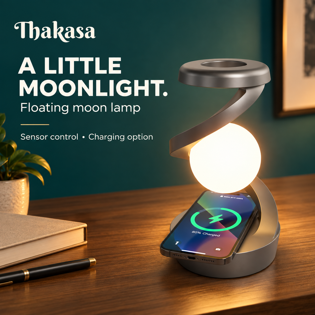 Thakasa branded hero showing Floating moon lamp