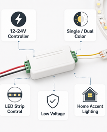 MiLight (2 IN 1 ) E2-RF 12-24V Strip Controller: SINGLE-DUAL COLOR Lighting in Your Hands!