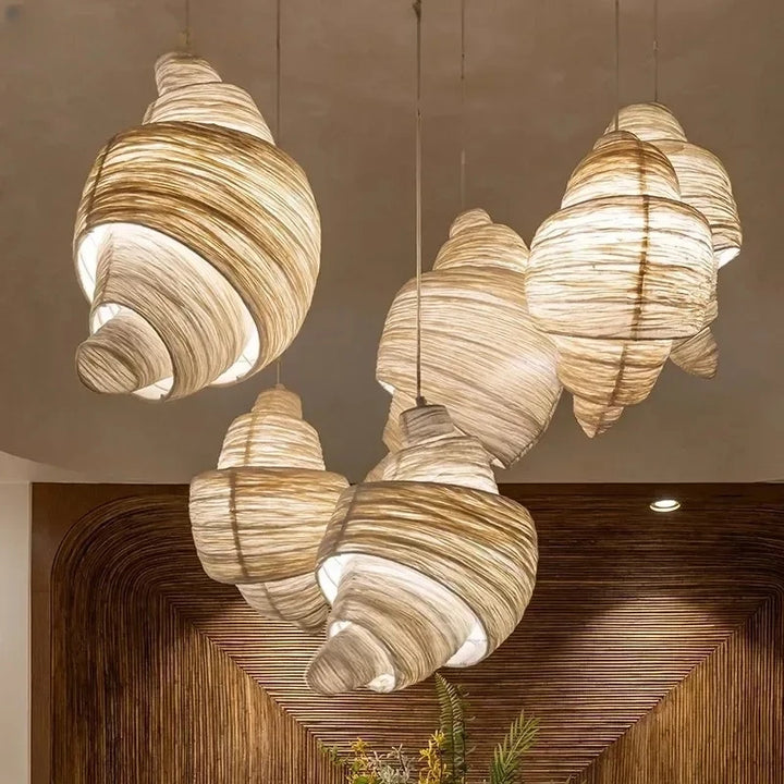 Designer Simplicity Conch Suspended Creative LED Pendant Lights Art Hand-Knitted Lamps for Restaurant Home Decoration Chandelier