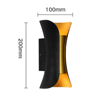 Aluminum Golden Body LED Wall Light Outdoor Waterproof IP65 Porch Garden Sconce Balcony Wall Lamp AC110V 220V