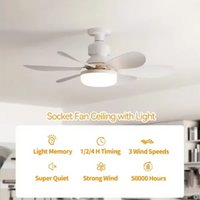 2026 Home E27 LED Ceiling Fan Light Wireless Remote Control with Stepless Dimming Night Lights Smart Fan for Room Office Study