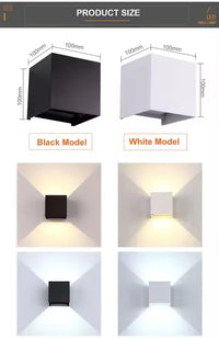 6W/12W LED Wall Light Outdoor Waterproof IP65 Porch Garden Wall Lamp & Indoor Bedroom Bedside Decoration Lighting Lamp Aluminum