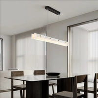 Luxury Linear Pendant Light LED Minimalist Natural Marble Chandelier Hanging Ceiling Fixtures for Kitchen Island Dining Room Bar