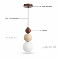 Wabi Sabi Cream Style Pendant Lamp Natural Stone Bedside Small Droplight LED Wooden Decor Light for Home Restaurant Bar Corridor