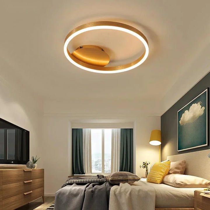 Nordic Creative Led Circle Chandeliers Bedroom Living Dining Room Lighting Chandelier Golden Brown Glossy Lamp Home Indoor Lamps