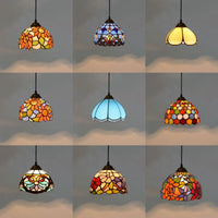20cm/8“ European Stained Glass Pendant Lamp Dinning Room Chandeliers Hanging Light Bedroom Lighting Fixture Home Luminaria Decor