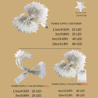 LED Star Fairy Lights Outdoor Chain Lights Garland Bulb String Lights Party Home Wedding Terrace Garden Christmas Decoration