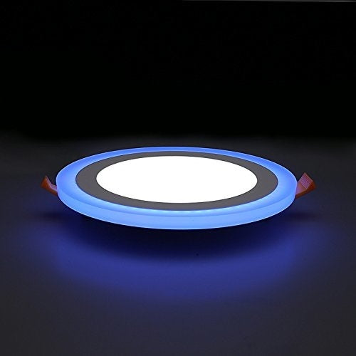 Experience the Magic of Color LED Border Downlight - Stunning Slim Panel Round 4"Design with Striking Blue & White Border - Unleash Your Creative Glow! Blue & White