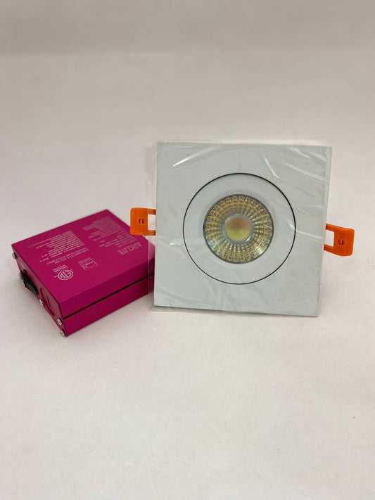 Versatile 4" Square 6000K 9W EBK - Gimbal  Flat Design with 5 Color Temperatures - Energy-Efficient 9W Downlight