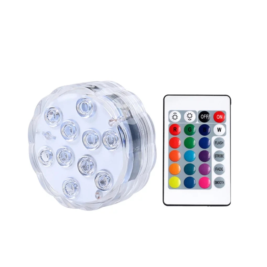 Illuminate in Style with 10PCs of Waterproof LED Lights - Remote-Controlled, 16 Colors + 4 Blinking Modes - Ideal for Vases, Aquariums, and Events.