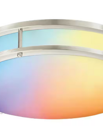 14'' Wifi Dual Brush Nickel Ring Panel Light Surface Mount Ceiling Fixture -  Adjustable 25W RGB+CCT EBK Brilliance!